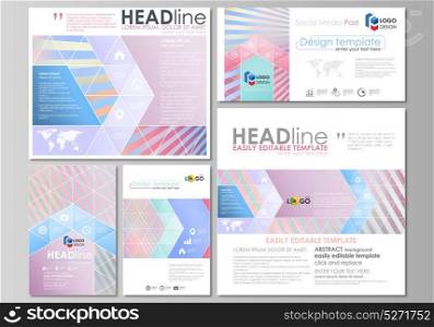 Social media posts set. Business templates. Easy editable abstract flat template, vector layouts in popular formats. Sweet pink and blue decoration, pretty romantic design, cute candy background.. Social media posts set. Business templates. Easy editable abstract flat design template, vector layouts in popular formats. Sweet pink and blue decoration, pretty romantic design, cute candy background.