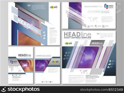 Social media posts set. Business templates. Easy editable abstract style template, vector layouts in popular formats. Bright color colorful design, beautiful futuristic background.. Social media posts set. Business templates. Easy editable abstract flat design template, vector layouts in popular formats. Bright color colorful design, beautiful futuristic background.