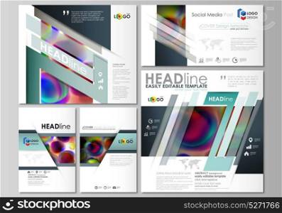 Social media posts set. Business templates. Easy editable flat template, layouts in popular formats, vector illustration. Colorful design background with abstract shapes, bright cell backdrop.. Social media posts set. Business templates. Easy editable abstract flat design template, layouts in popular formats, vector illustration. Colorful design background with abstract shapes, bright cell backdrop.