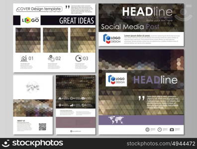 Social media posts set. Business templates. Flat design template, vector layouts in popular formats. Abstract multicolored backgrounds. Geometrical patterns. Triangular and hexagonal style.. Social media posts set. Business templates. Easy editable abstract flat design template, vector layouts in popular formats. Abstract multicolored backgrounds. Geometrical patterns. Triangular and hexagonal style.