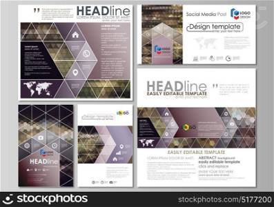 Social media posts set. Business templates. Flat design template, vector layouts in popular formats. Abstract multicolored backgrounds. Geometrical patterns. Triangular and hexagonal style. Social media posts set. Business templates. Flat design template, vector layouts in popular formats. Abstract multicolored backgrounds. Geometrical patterns. Triangular and hexagonal style.