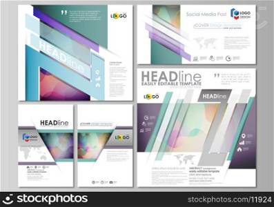 Social media posts set. Business templates. Flat style template, vector layouts in popular formats. Bright color pattern, colorful design with overlapping shapes forming abstract beautiful background.. Social media posts set. Business templates. Easy editable abstract flat design template, layouts in popular formats, vector illustration. Bright color pattern, colorful design with overlapping shapes forming abstract beautiful background.