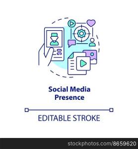 Social media presence concept icon. Medical industry. Digital marketing in medicine abstract idea thin line illustration. Isolated outline drawing. Editable stroke. Arial, Myriad Pro-Bold fonts used
. Social media presence concept icon