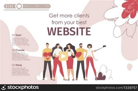 Social Media Project, It Company, Bloggers Team or Digital Content Production Startup, Web Design Studio Banner, Landing Page. Bloggers, online Audience Characters Trendy Flat Vector Illustration