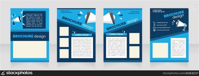 Social media promotion blue blank brochure layout design. Advert agency. Vertical poster template set with empty copy space for text. Premade corporate reports collection. Editable flyer paper pages. Social media promotion blue blank brochure layout design