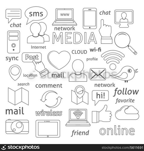 Social media sign for blogging networking and marketing communications isolated vector illustration