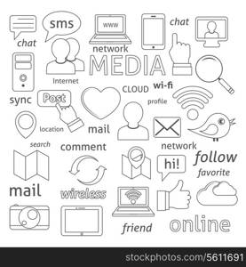 Social media sign for blogging networking and marketing communications isolated vector illustration