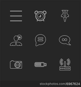 social media , smart phone , mobile , internet , chat , message , search , storage , clock , cloud,   camcoder , alarm , icon, vector, design,  flat,  collection, style, creative,  icons