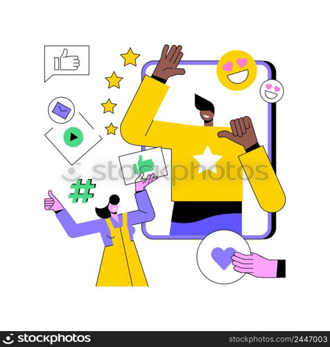Social media star abstract concept vector illustration. Influencer, social media reach and engagement, celebrity account monetization, personal blog, star content creation abstract metaphor.. Social media star abstract concept vector illustration.