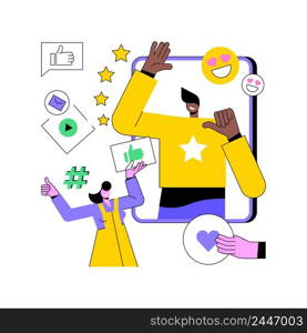 Social media star abstract concept vector illustration. Influencer, social media reach and engagement, celebrity account monetization, personal blog, star content creation abstract metaphor.. Social media star abstract concept vector illustration.