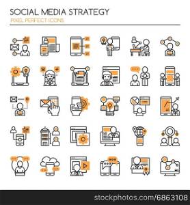 Social Media Strategy Elements , Thin Line and Pixel Perfect Icons