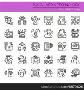 Social Media Technology , Thin Line and Pixel Perfect Icons