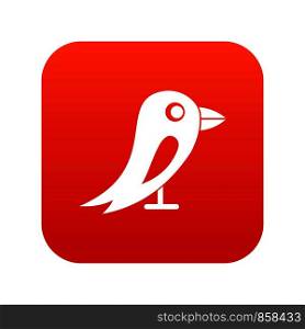 Social network bird in simple style isolated on white background vector illustration. Social network bird icon digital red