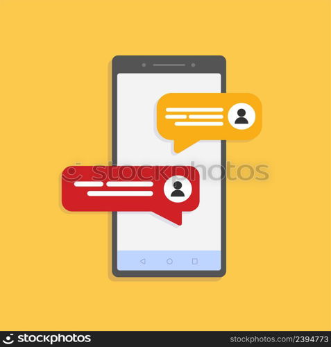 Social network chat on the smartphone. Stock HD vector.. Social network chat on the smartphone. Stock vector.