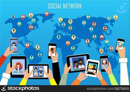Social network concept. Flat style. Infographic design. Vector illustration