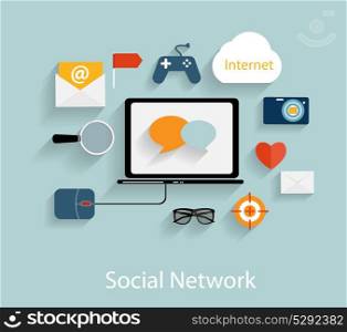 Social Network Concept Flat Vector Illustration. EPS10. Social Network Concept Flat Vector Illustration