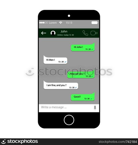 Social network concept, Mobil phone, Messenger window