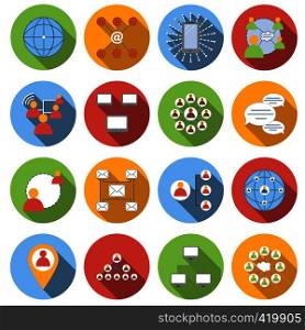 Social network flat icons set isolated on white background. Social network flat icons set