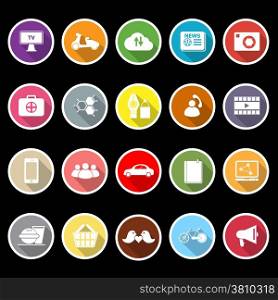 Social network flat icons with long shadow, stock vector