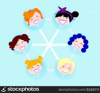 Social network group illustration. Vector format. Easy to change colours and resize.