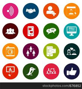 Social network icons many colors set isolated on white for digital marketing. Social network icons many colors set