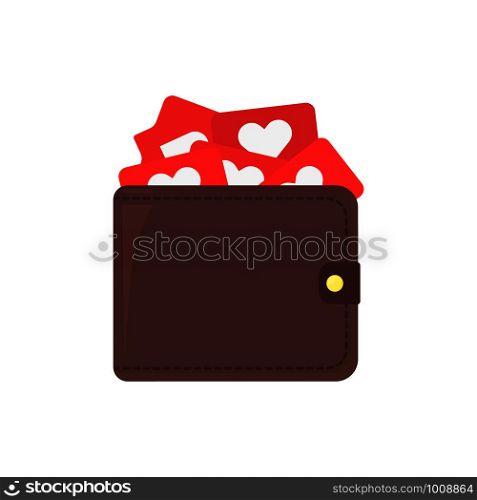 social network, leather wallet with likes, vector illustration. social network, leather wallet with likes, vector