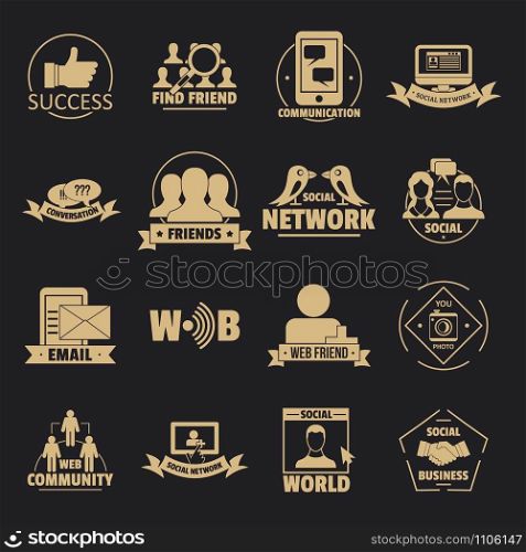 Social network logo icons set. Simple illustration of 16 social network logo vector icons for web. Social network logo icons set, simple style
