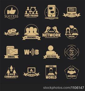 Social network logo icons set. Simple illustration of 16 social network logo vector icons for web. Social network logo icons set, simple style