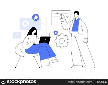 Social network monitoring abstract concept vector illustration. Social media measurement, social listening, page rank, web mention, report analysis, brand reputation, engagement abstract metaphor.. Social network monitoring abstract concept vector illustration.
