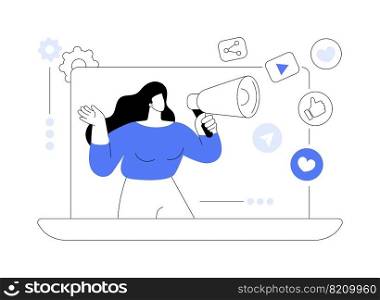 Social network promotion abstract concept vector illustration. Press like button, comment and share, followers, social networks strategy, media promotion, digital marketing abstract metaphor.. Social network promotion abstract concept vector illustration.