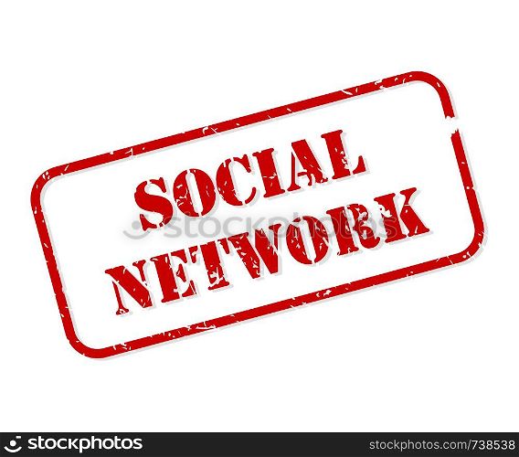 Social network red rubber stamp vector isolated