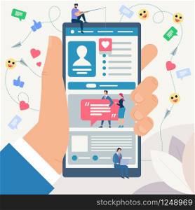 Social Network Site and Emoji Art Concept. Communication systems, Digital Technologies and Messaging. Networking People and Communication Set. People Connecting. Flat style Vector Illustration.. Social Network Concept. Vector Illustration.
