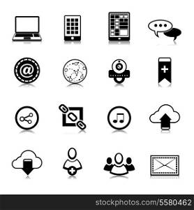 Social network symbols pictograms set for computer and electronic mobile devices isolated vector illustration
