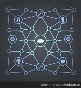 Social network technology concept background vector illustration