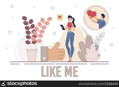 Social Network User Influencer, Blogger Communication with Followers, Subscribers Concept. Woman Posting Content Online, Man Following Blogger, Subscribing on Channel Trendy Flat Vector Illustration