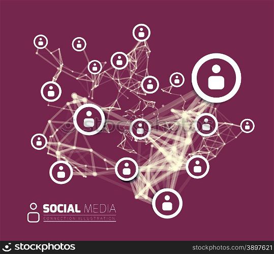 Social network with dot connected by lines. Social network with dot connected by lines. Vector illustration