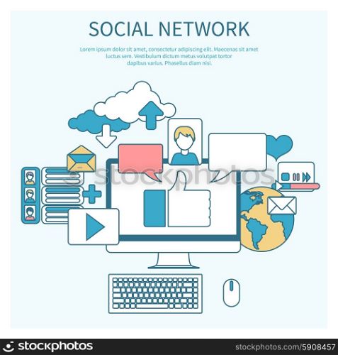Social networks. Cloud of application icons. Set for web and mobile applications of social media