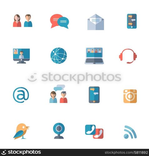 Social networks with computer laptop and smartphone icons set flat isolated vector illustration . Social networks icons set