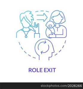 Social position exit blue gradient concept icon. Participation to another role. Social participation. Change function abstract idea thin line illustration. Vector isolated outline color drawing. Social position exit blue gradient concept icon
