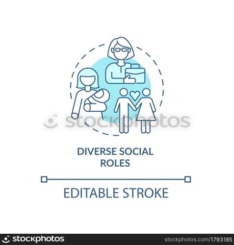 Social role identification concept icon. Life way direction and personal development. Family and careering abstract idea thin line illustration. Vector isolated outline color drawing. Editable stroke. Social role identification concept icon