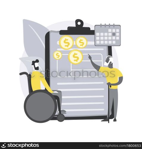 Social-security benefit abstract concept vector illustration. Social security protection, application form, benefit calculator, retirement insurance, disability income, agent abstract metaphor.. Social-security benefit abstract concept vector illustration.