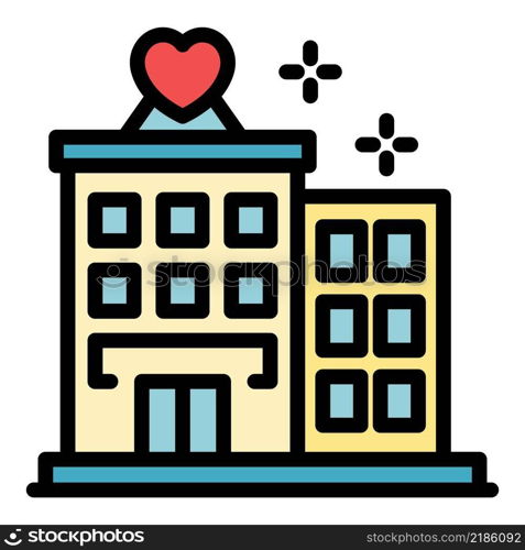 Social service building icon. Outline social service building vector icon color flat isolated. Social service building icon color outline vector