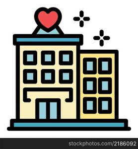 Social service building icon. Outline social service building vector icon color flat isolated. Social service building icon color outline vector