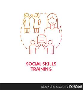 Social skills training concept icon. ADHD treatment abstract idea thin line illustration. Solving communication problems. Preventing interpersonal difficulties. Vector isolated outline color drawing. Social skills training concept icon