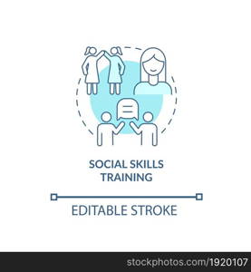 Social skills training concept icon. Treatment for ADHD in adults abstract idea thin line illustration. Interaction with people improvement. Vector isolated outline color drawing. Editable stroke. Social skills training concept icon