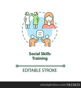 Social skills training concept icon. Treatment for ADHD in adults abstract idea thin line illustration. Therapeutic intervention. Group activity. Vector isolated outline color drawing. Editable stroke. Social skills training concept icon