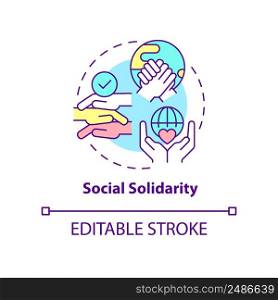 Social solidarity concept icon. Cohesion and cooperation. Institutions advantage abstract idea thin line illustration. Isolated outline drawing. Editable stroke. Arial, Myriad Pro-Bold fonts used. Social solidarity concept icon