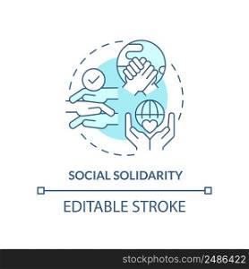 Social solidarity turquoise concept icon. Cohesion, cooperation. Advantage abstract idea thin line illustration. Isolated outline drawing. Editable stroke. Arial, Myriad Pro-Bold fonts used. Social solidarity turquoise concept icon