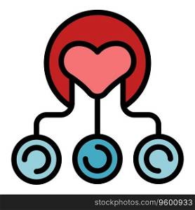 Social team love icon outline vector. Heart charity. Activist support color flat. Social team love icon vector flat