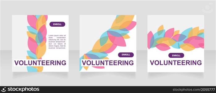 Social volunteering web banner design template. Vector flyer with text space. Advertising placard with customized copyspace. Promotional printable poster for advertising. Graphic layout. Social volunteering web banner design template